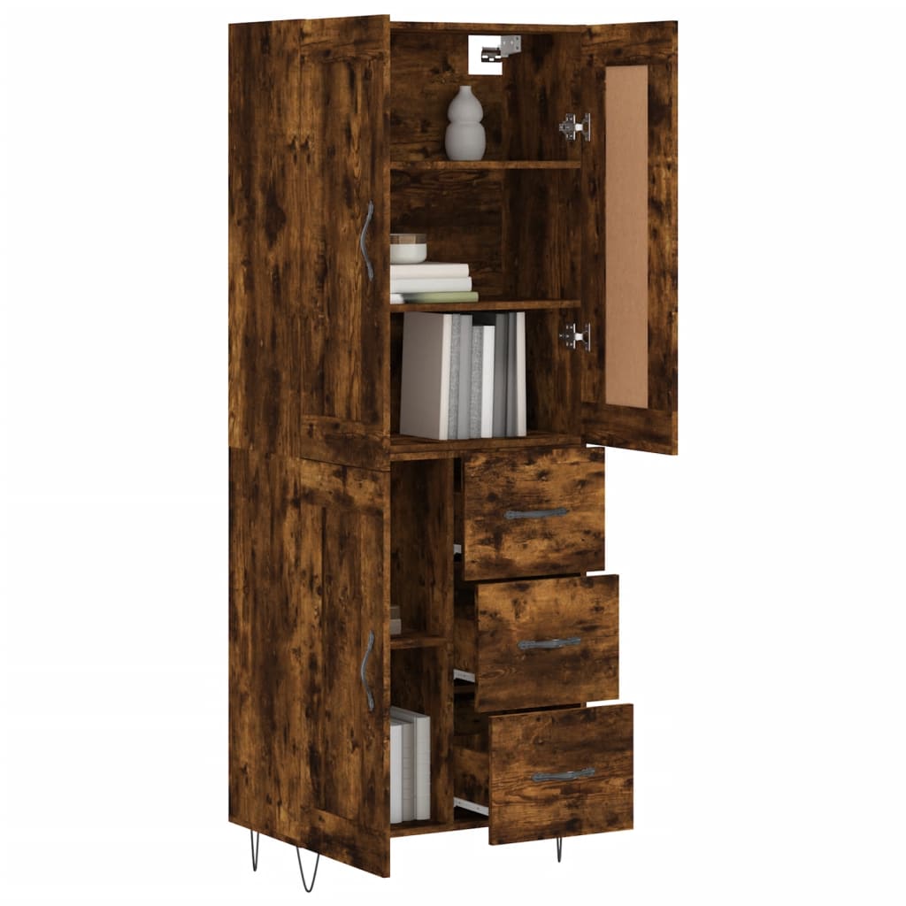 vidaXL Highboard Smoked Oak 69,5x34x180 cm Engineered Wood