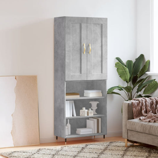 vidaXL Highboard Concrete Grey 69.5x34x180 cm Engineered Wood