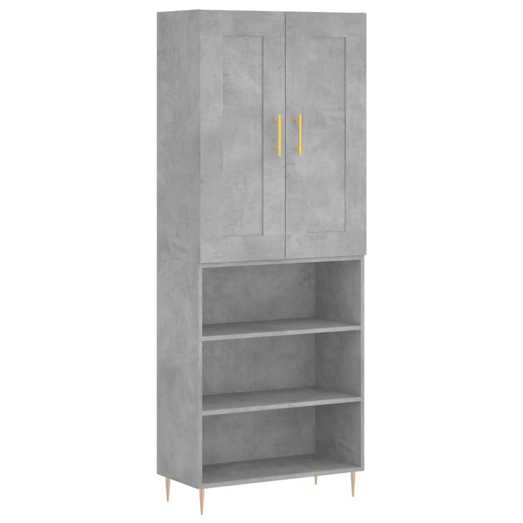 vidaXL Highboard Concrete Grey 69.5x34x180 cm Engineered Wood