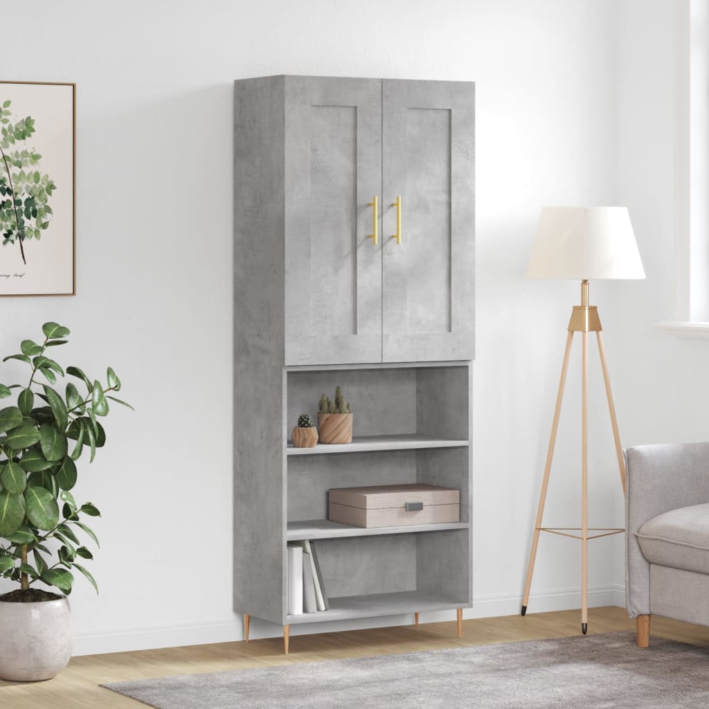 vidaXL Highboard Concrete Grey 69,5x34x180 cm Engineered Wood