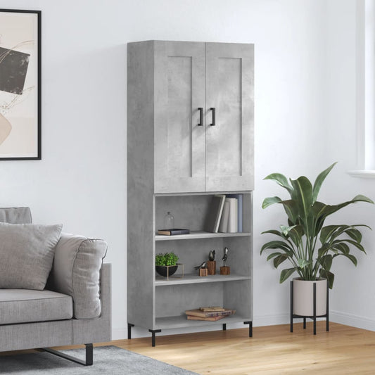 vidaXL Highboard Concrete Grey 69,5x34x180 cm Engineered Wood
