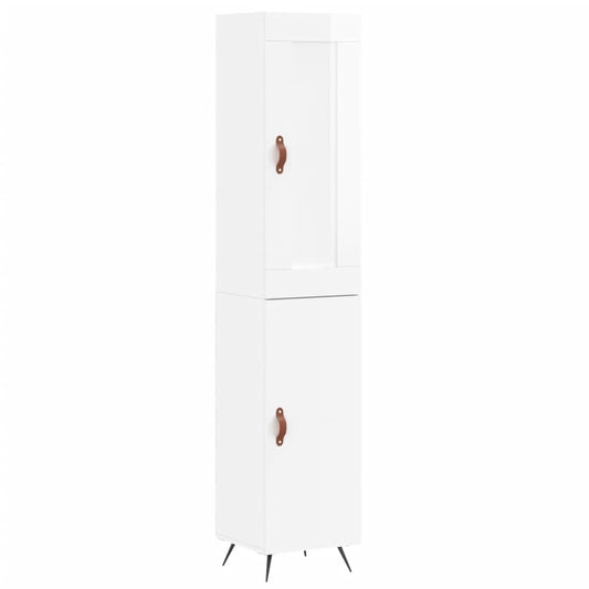 vidaXL Highboard High Gloss White 34.5x34x180 cm Engineered Wood
