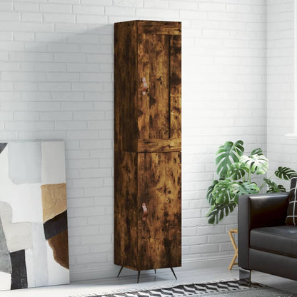 vidaXL Highboard Smoked Oak 34,5x34x180 cm Engineered Wood