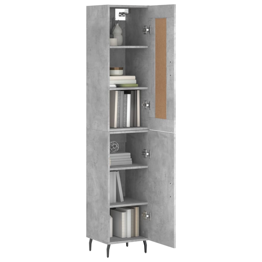 vidaXL Highboard Concrete Grey 34,5x34x180 cm Engineered Wood