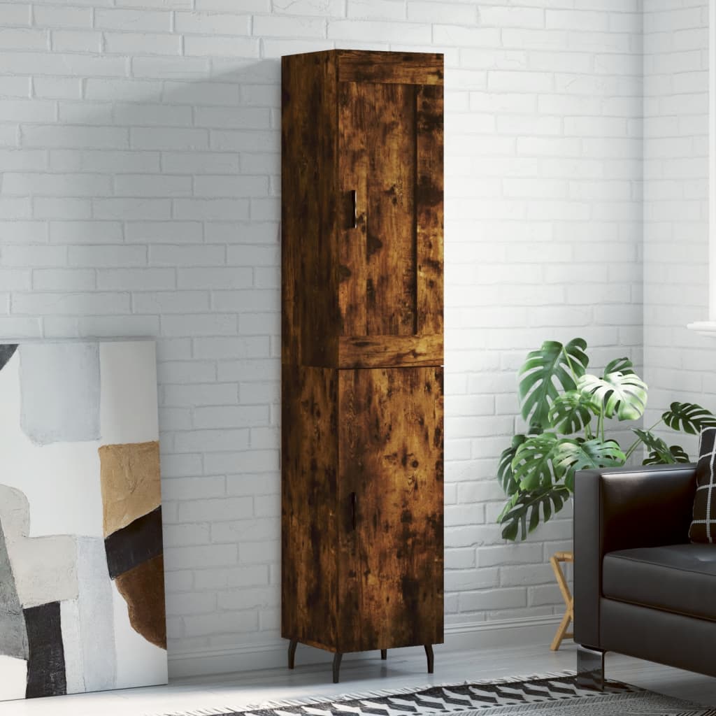 vidaXL Highboard Smoked Oak 34.5x34x180 cm Engineered Wood