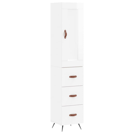 vidaXL Highboard High Gloss White 34.5x34x180 cm Engineered Wood