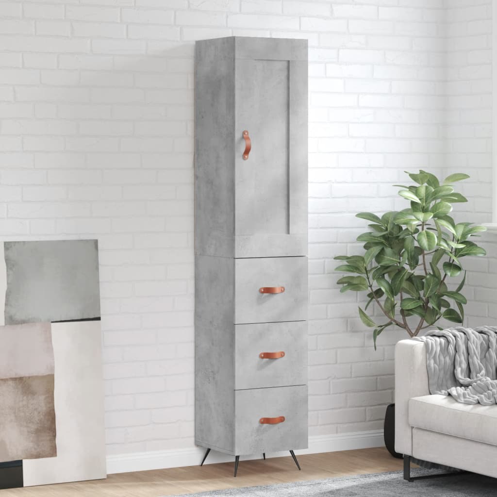 vidaXL Highboard Concrete Grey 34,5x34x180 cm Engineered Wood