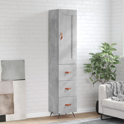 vidaXL Highboard Concrete Grey 34,5x34x180 cm Engineered Wood