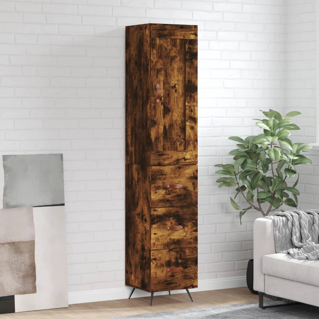 vidaXL Highboard Smoked Oak 34.5x34x180 cm Engineered Wood
