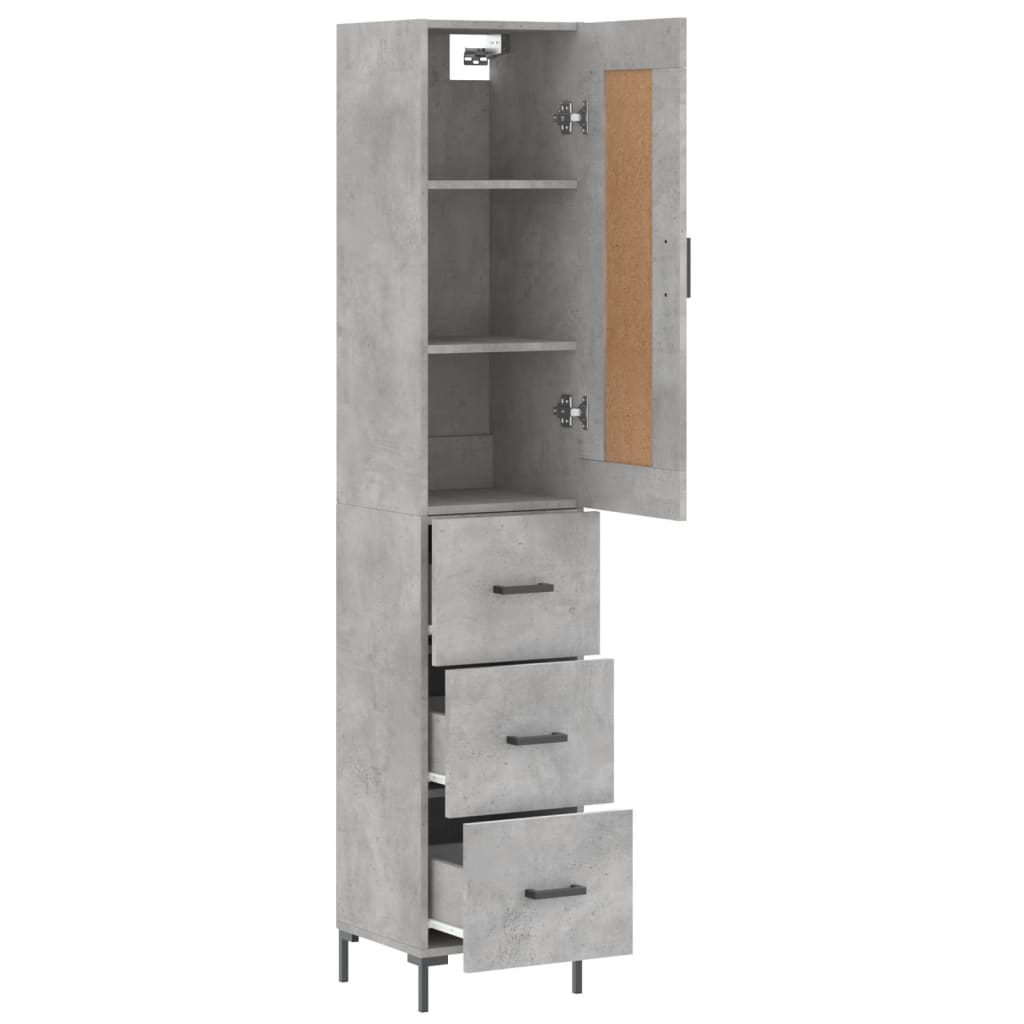 vidaXL Highboard Concrete Grey 34,5x34x180 cm Engineered Wood