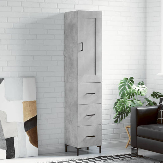 vidaXL Highboard Concrete Grey 34,5x34x180 cm Engineered Wood