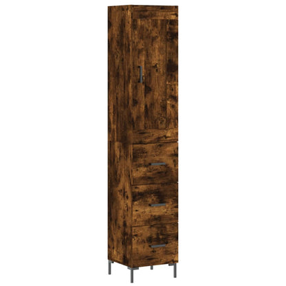 vidaXL Highboard Smoked Oak 34,5x34x180 cm Engineered Wood
