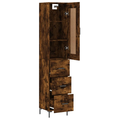 vidaXL Highboard Smoked Oak 34,5x34x180 cm Engineered Wood