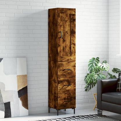 vidaXL Highboard Smoked Oak 34,5x34x180 cm Engineered Wood