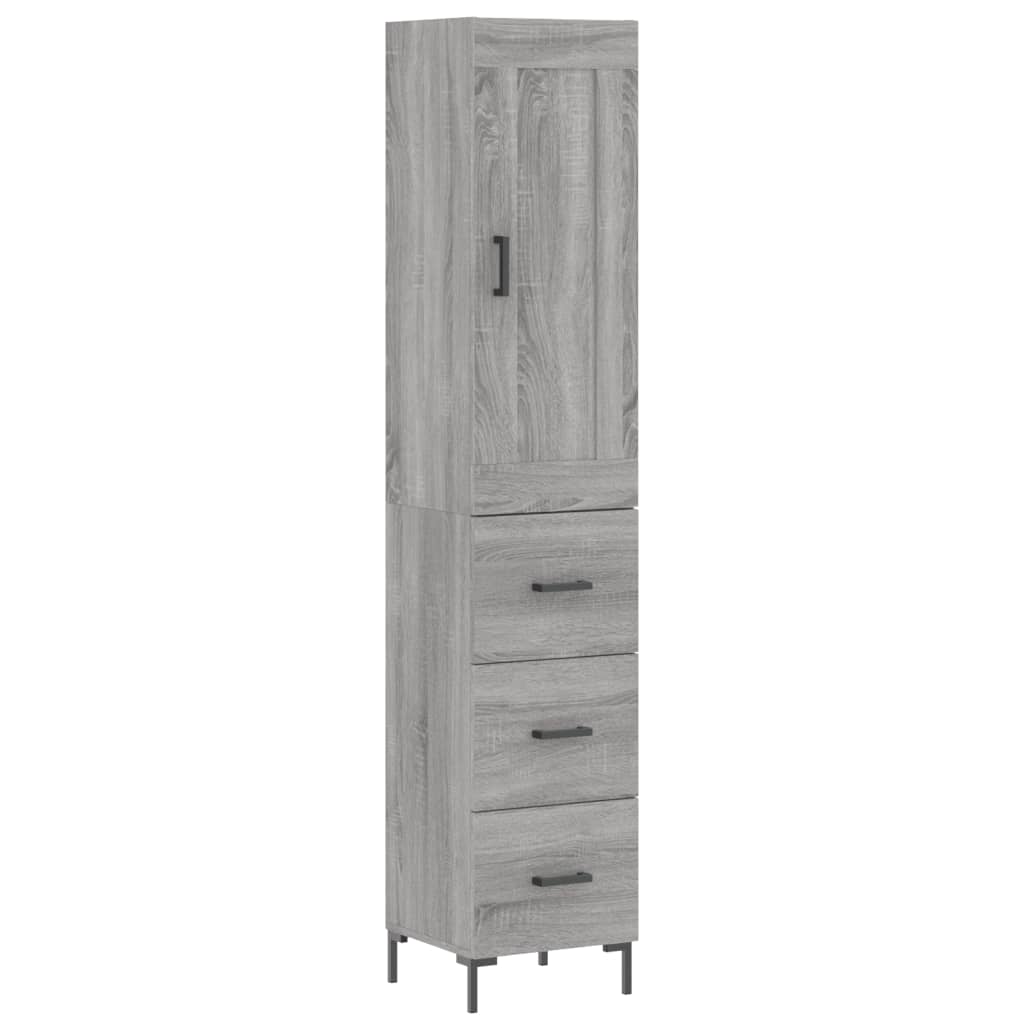 vidaXL Highboard Grey Sonoma 34,5x34x180 cm Engineered Wood