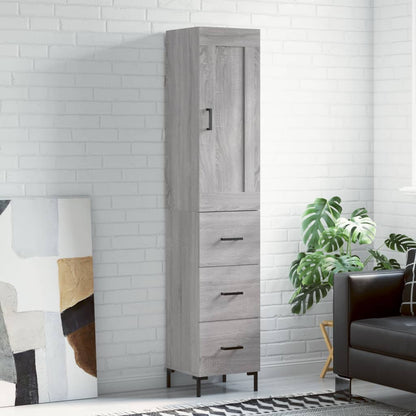 vidaXL Highboard Grey Sonoma 34.5x34x180 cm Engineered Wood