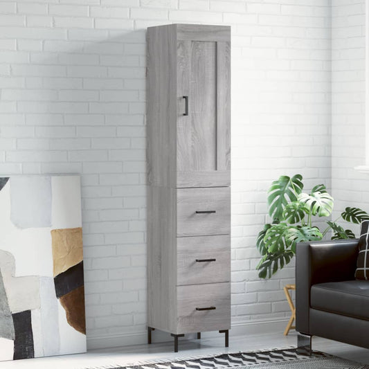 vidaXL Highboard Grey Sonoma 34.5x34x180 cm Engineered Wood