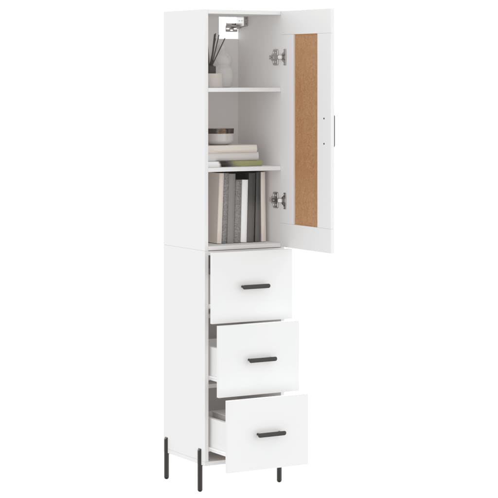 vidaXL Highboard White 34,5x34x180 cm Engineered Wood