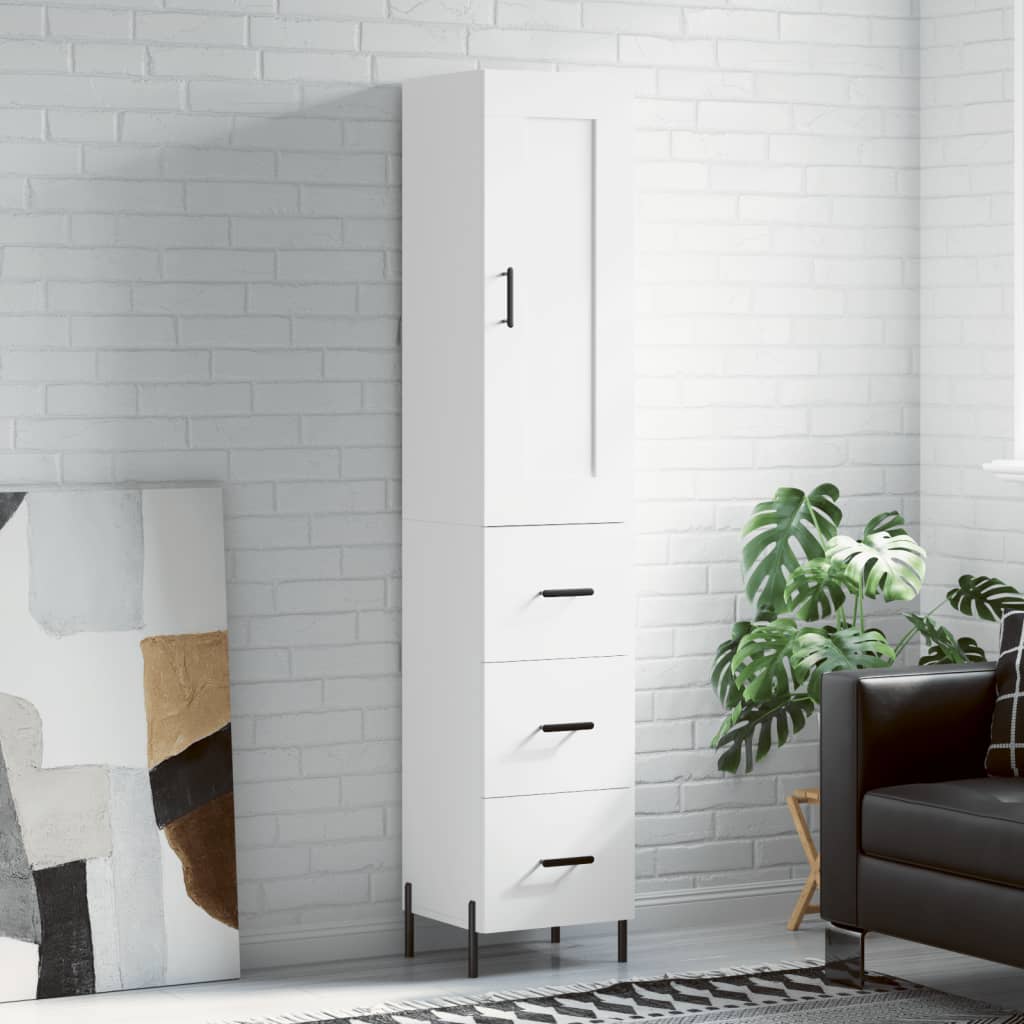 vidaXL Highboard White 34,5x34x180 cm Engineered Wood