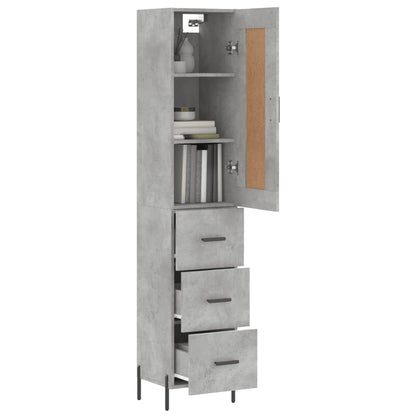 vidaXL Highboard Concrete Grey 34,5x34x180 cm Engineered Wood