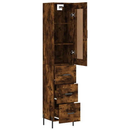 vidaXL Highboard Smoked Oak 34,5x34x180 cm Engineered Wood