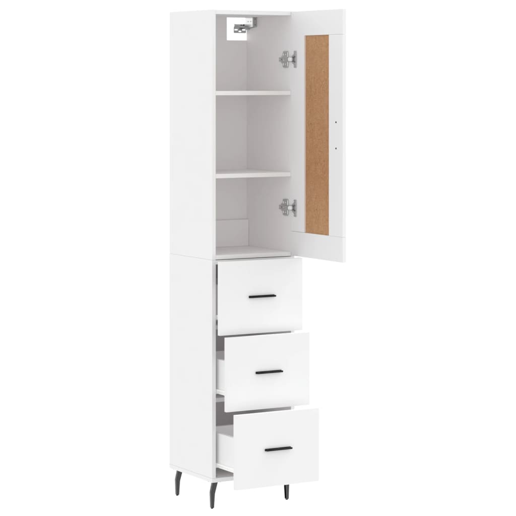 vidaXL Highboard White 34,5x34x180 cm Engineered Wood