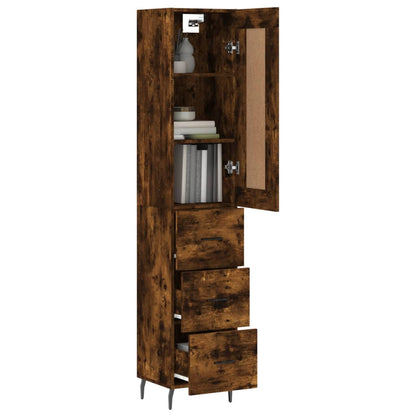 vidaXL Highboard Smoked Oak 34,5x34x180 cm Engineered Wood