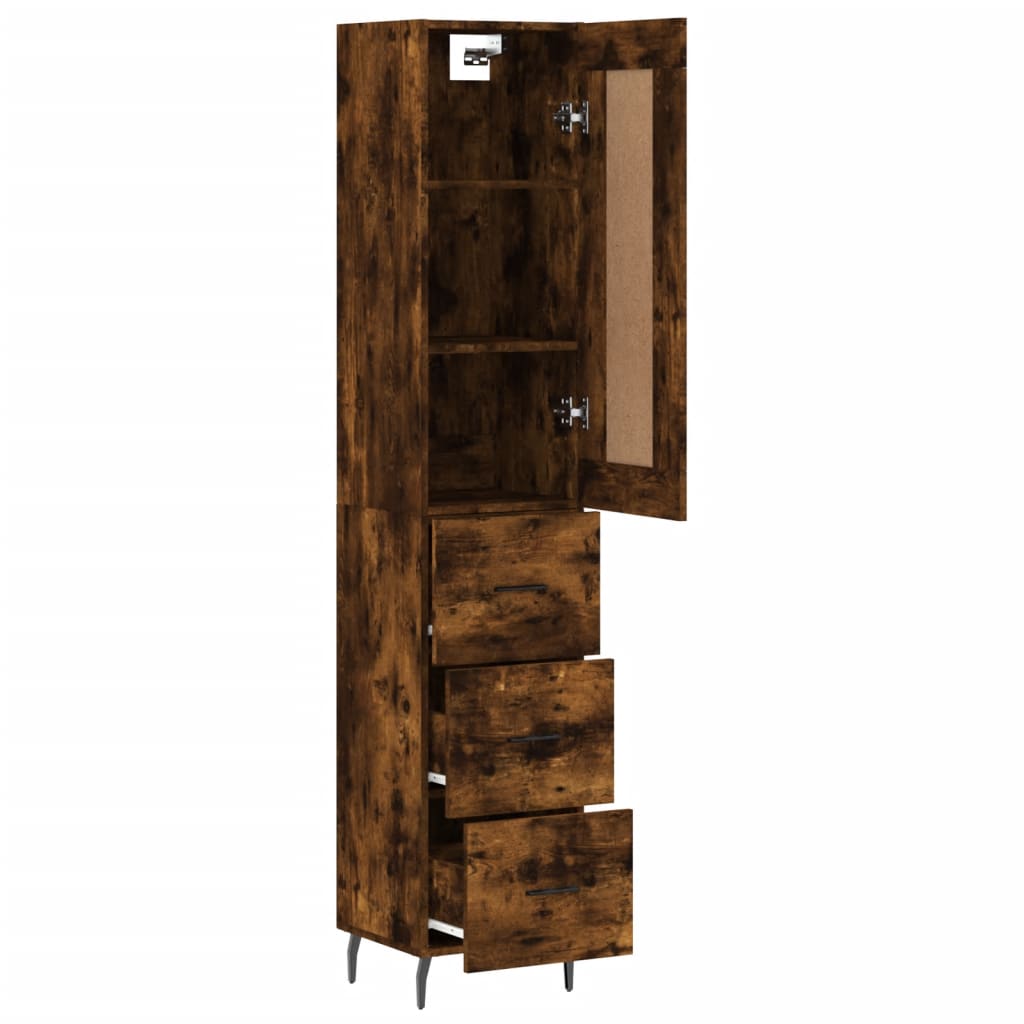 vidaXL Highboard Smoked Oak 34,5x34x180 cm Engineered Wood