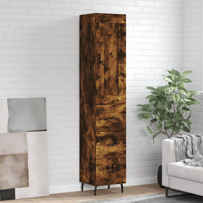 vidaXL Highboard Smoked Oak 34,5x34x180 cm Engineered Wood