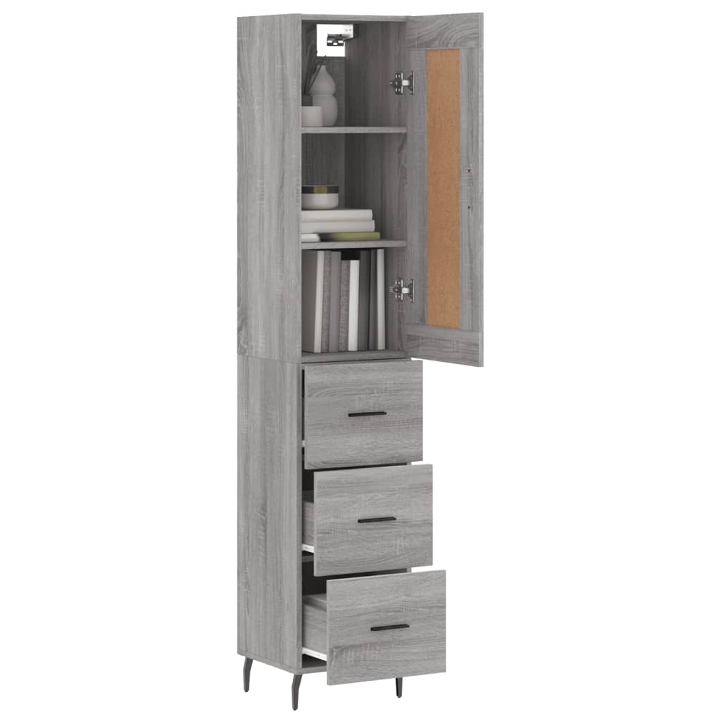vidaXL Highboard Grey Sonoma 34,5x34x180 cm Engineered Wood