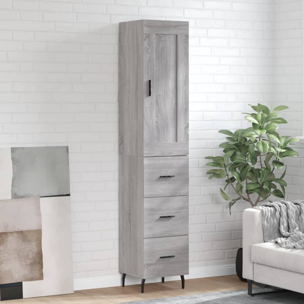 vidaXL Highboard Grey Sonoma 34,5x34x180 cm Engineered Wood