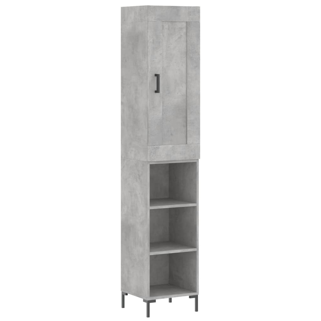 vidaXL Highboard Concrete Grey 34,5x34x180 cm Engineered Wood