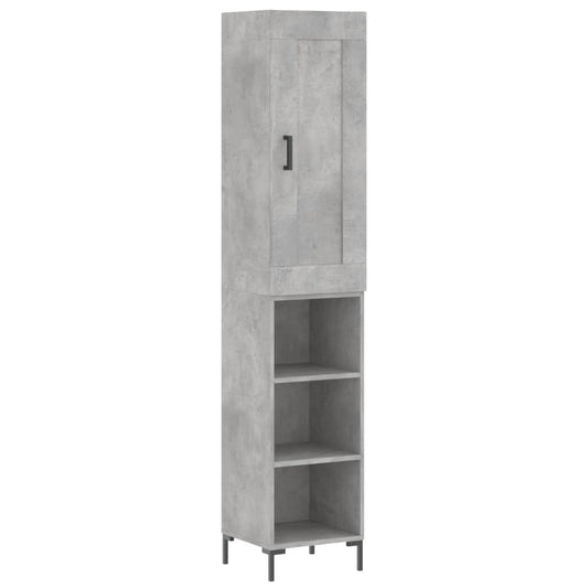vidaXL Highboard Concrete Grey 34,5x34x180 cm Engineered Wood