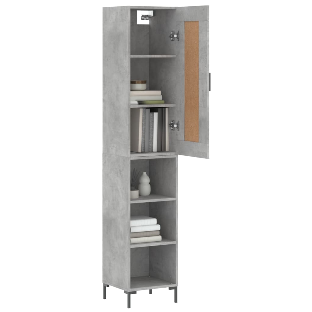 vidaXL Highboard Concrete Grey 34,5x34x180 cm Engineered Wood