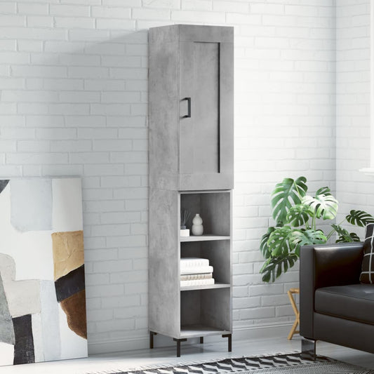 vidaXL Highboard Concrete Grey 34,5x34x180 cm Engineered Wood