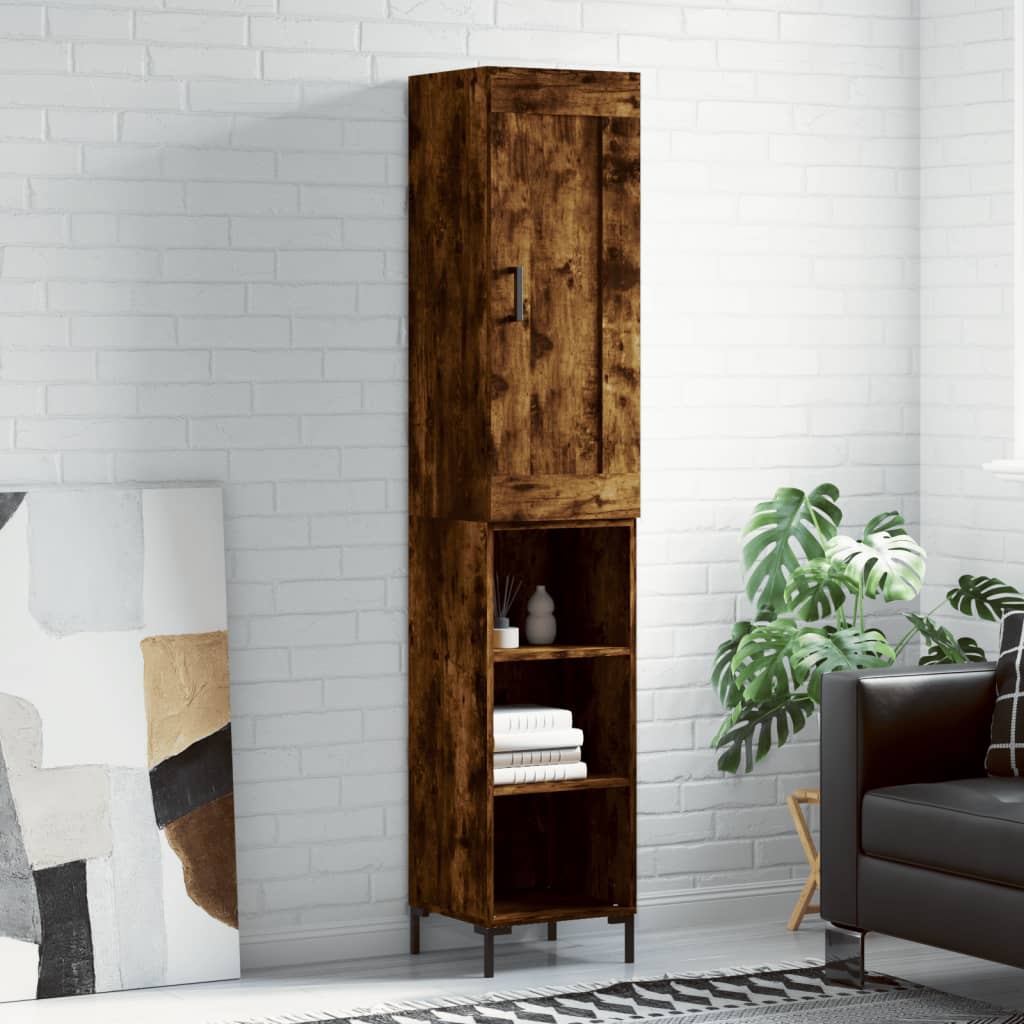vidaXL Highboard Smoked Oak 34.5x34x180 cm Engineered Wood