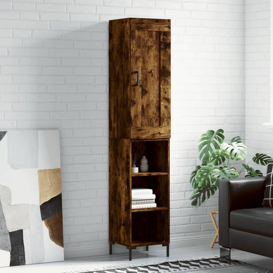 vidaXL Highboard Smoked Oak 34.5x34x180 cm Engineered Wood