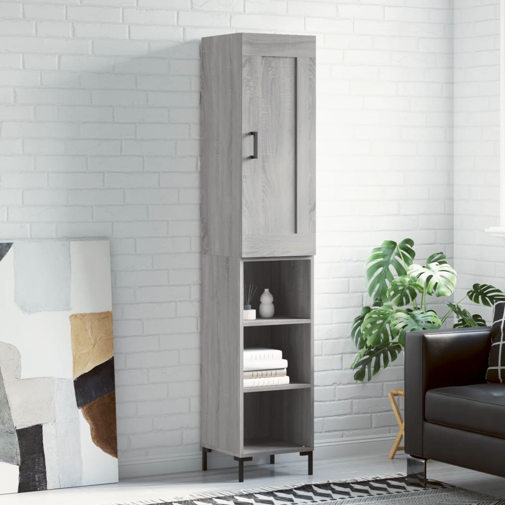 vidaXL Highboard Grey Sonoma 34.5x34x180 cm Engineered Wood