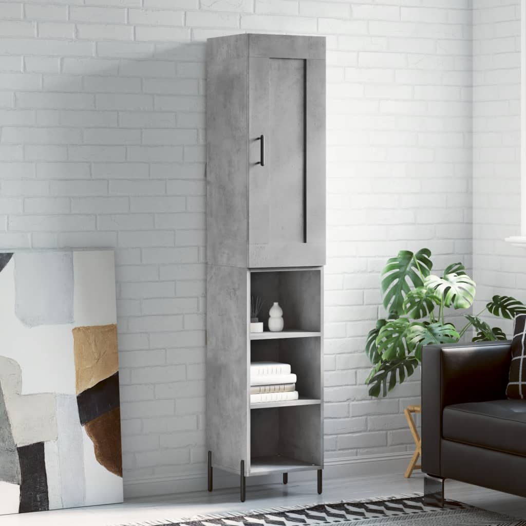 vidaXL Highboard Concrete Grey 34,5x34x180 cm Engineered Wood