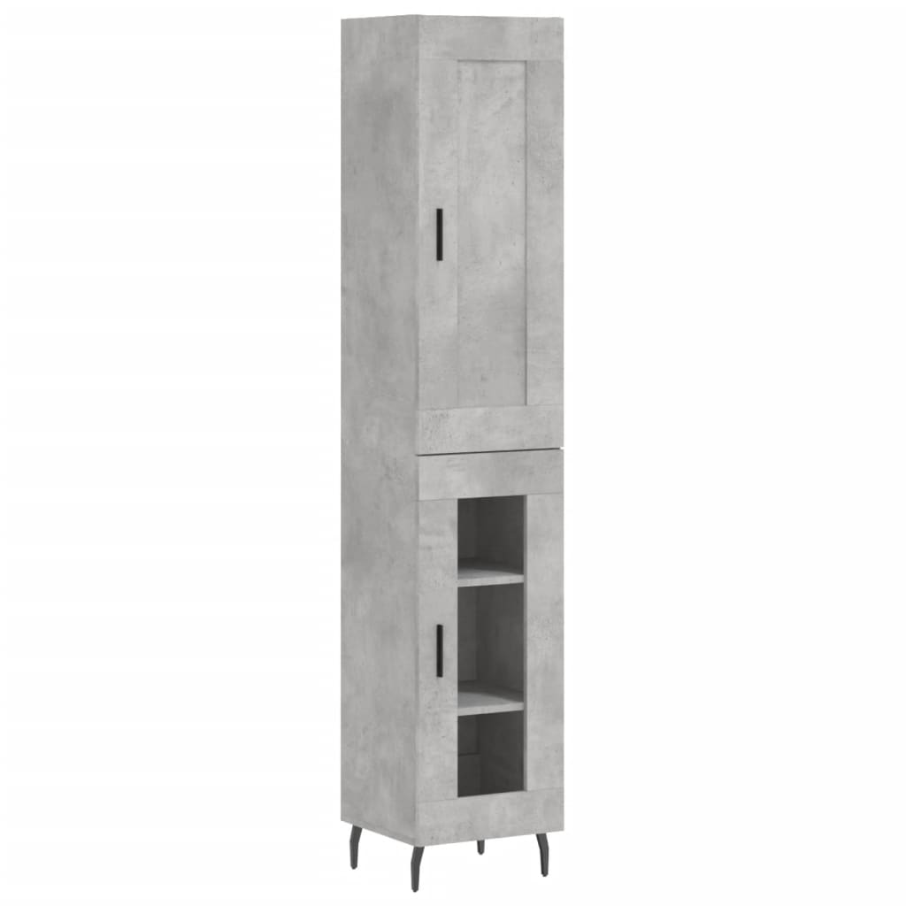 vidaXL Highboard Concrete Grey 34.5x34x180 cm Engineered Wood