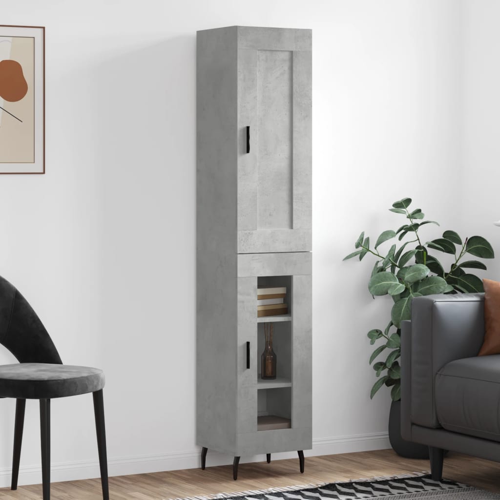 vidaXL Highboard Concrete Grey 34,5x34x180 cm Engineered Wood