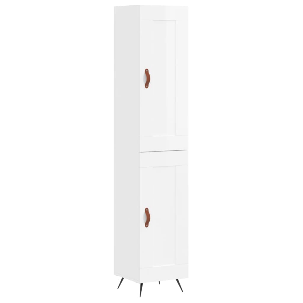 vidaXL Highboard High Gloss White 34.5x34x180 cm Engineered Wood