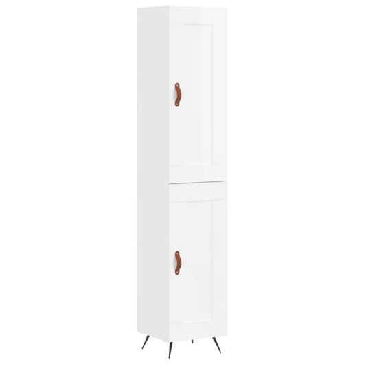 vidaXL Highboard High Gloss White 34.5x34x180 cm Engineered Wood