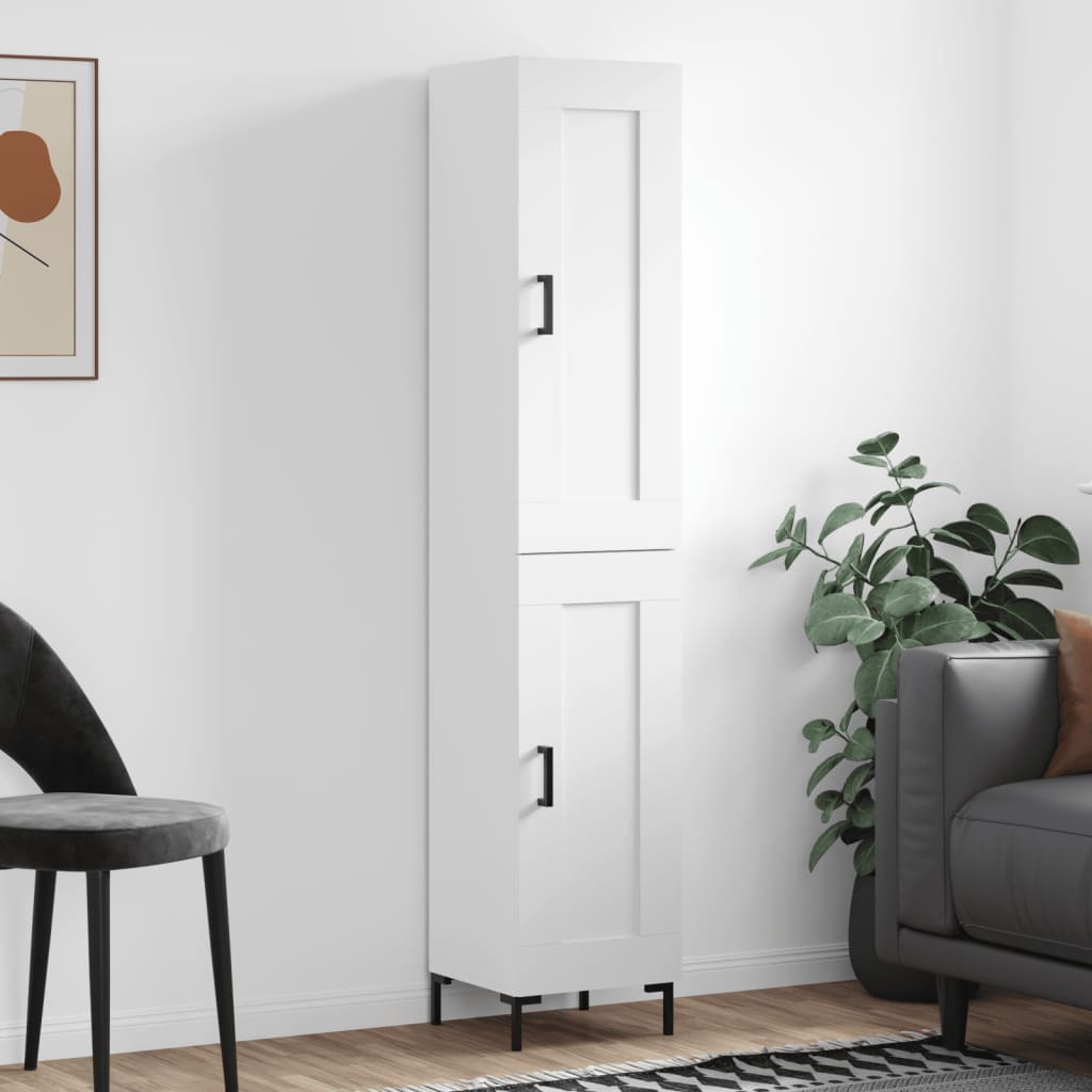 vidaXL Highboard White 34.5x34x180 cm Engineered Wood