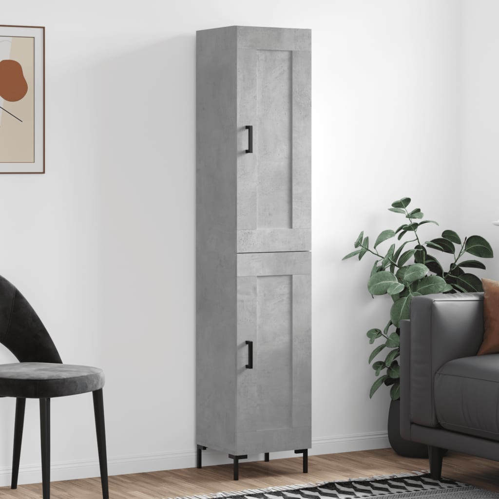 vidaXL Highboard Concrete Grey 34,5x34x180 cm Engineered Wood