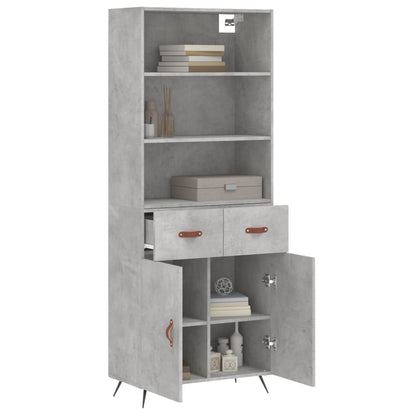 vidaXL Highboard Concrete Grey 69,5x34x180 cm Engineered Wood