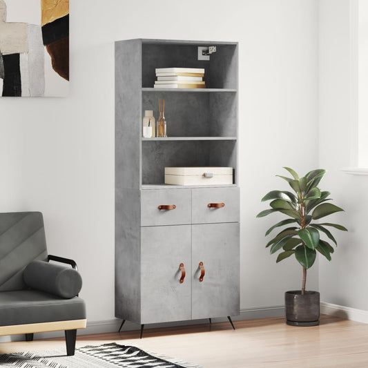 vidaXL Highboard | Concrete grey | Engineered wood, Metal | Bigger | Highboard