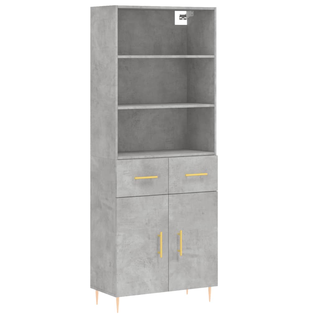 vidaXL Highboard Concrete Grey 69,5x34x180 cm Engineered Wood