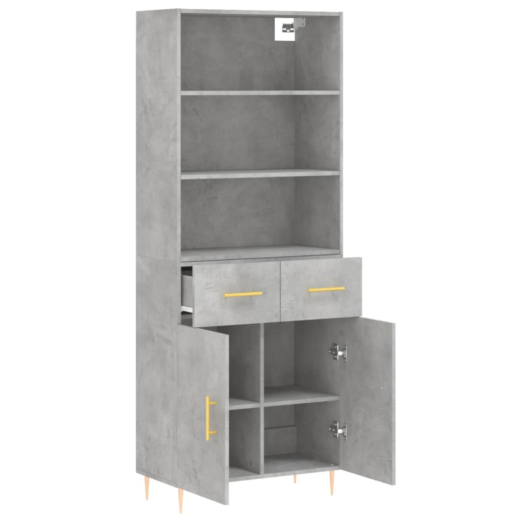 vidaXL Highboard Concrete Grey 69,5x34x180 cm Engineered Wood