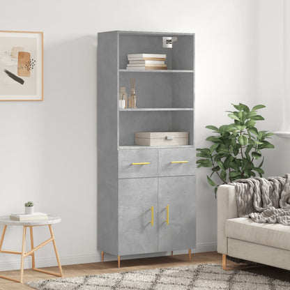 vidaXL Highboard Concrete Grey 69,5x34x180 cm Engineered Wood